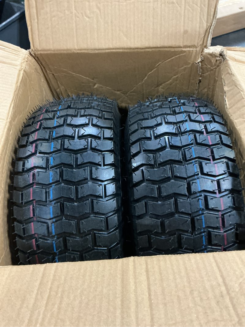 Condition photo showing Good Condition for gicool 16x6.50-8 tubeless tire and wheel, 16x6.5-8" lawn mower tires, 3"-4.5" offset hub, 3/4" or 5/8" bearing, universal fit riding mower and garden tractor front wheels, 4 ply, turf pattern, 2 pack 16x6.50-8 tubeless (3" offset hub)