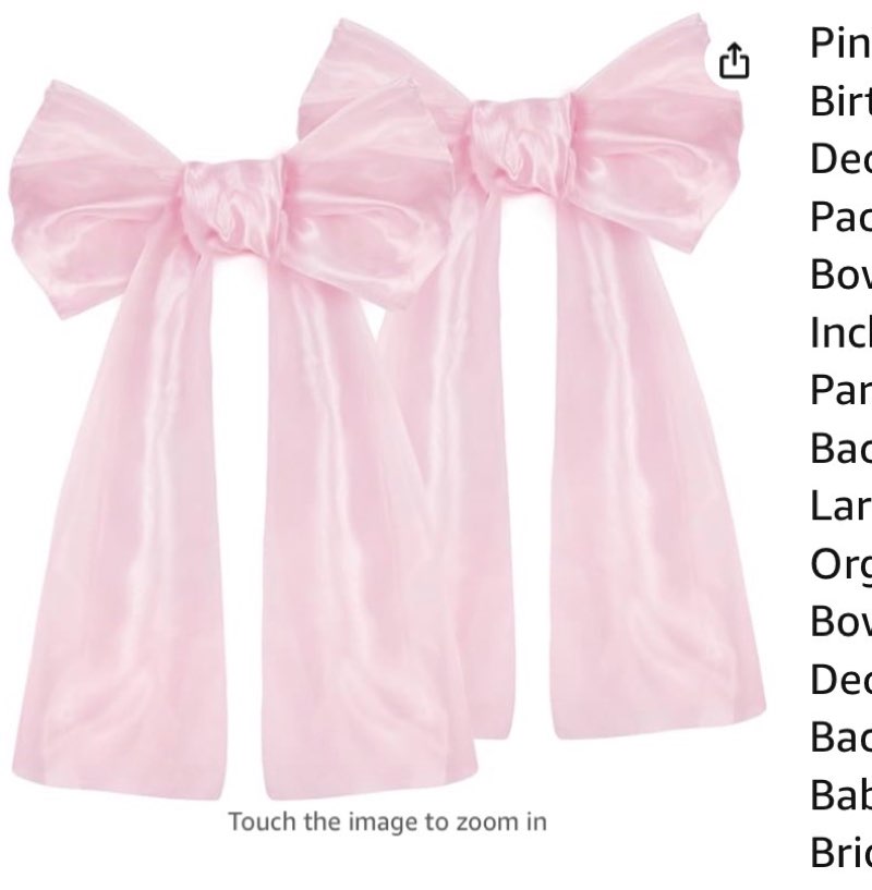 pink bow birthday party decorations, 8pack big pink bows 17 x 39 inches coquette party background, large sparkle organza giant bow hanging decor for bachelorette baby shower bridal shower (baby pink)