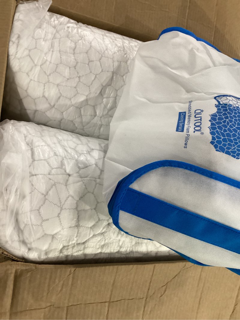 Condition photo showing New/Like New for qutool cooling pillow for sleeping, certipur-us shredded memory foam queen pillows set of 2, cool pillow for hot sleepers adjustable firm pillow for side, back, stomach sleepers soft yet support,white white-cooling basic queen(pack of 2)