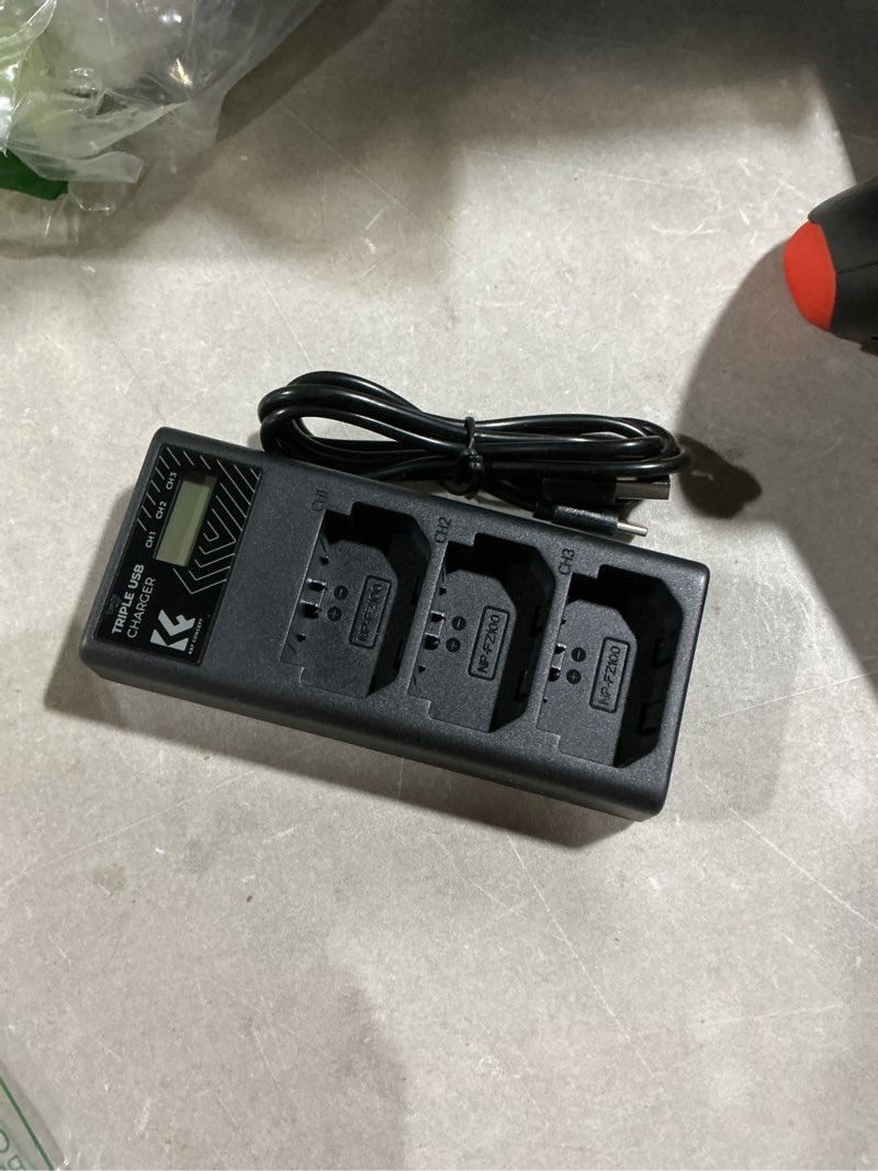 Condition photo showing Good Condition for k&f concept np-fz100 charger, 3-slot a7iii battery charger with lcd display for sony a7iii a7iv a7rv a6700 a6600 a9 a1 fx3 fx30 zv-e1 cameras