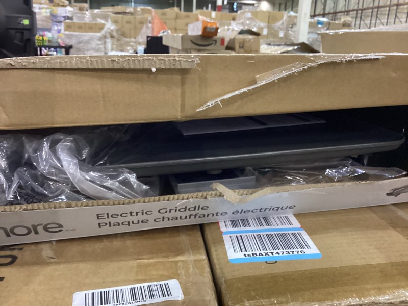 Condition photo showing As Is for Kenmore Electric Griddle - Nonstick 10x18" Pan, External Temperature Control, Grill Bacon, Eggs, Pancakes, Crepes, Tortillas, Easy Clean Countertop Cooking Kitchen Appliance Removable Drip Tray