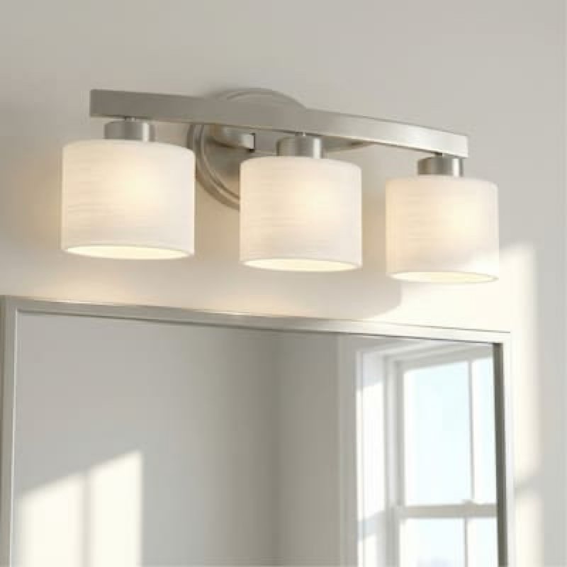 allen + roth merington 21.5-in 3 light brushed nickel transitional bathroom vanity light
