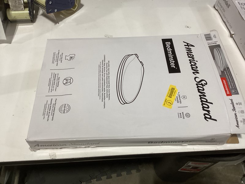 Condition photo showing New/Like New for american standard bedminster wood white elongated soft close toilet seat