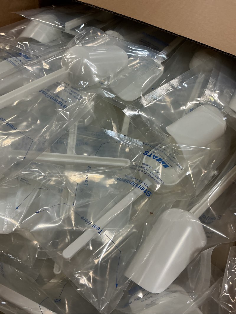 Condition photo showing Good Condition for sp bel-art sterileware sterile sampling scoop; 125ml (4oz), white, plastic, individually wrapped (pack of 100) (h36904-0000)