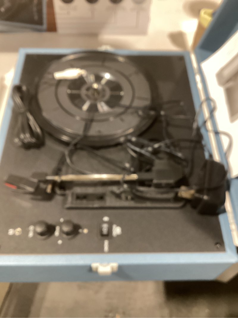 Condition photo showing Good Condition for Crosley CR8017B-WB Voyager Vintage Portable Vinyl Record Player Turntable with Bluetooth in/Out and Built-in Speakers, Washed Blue