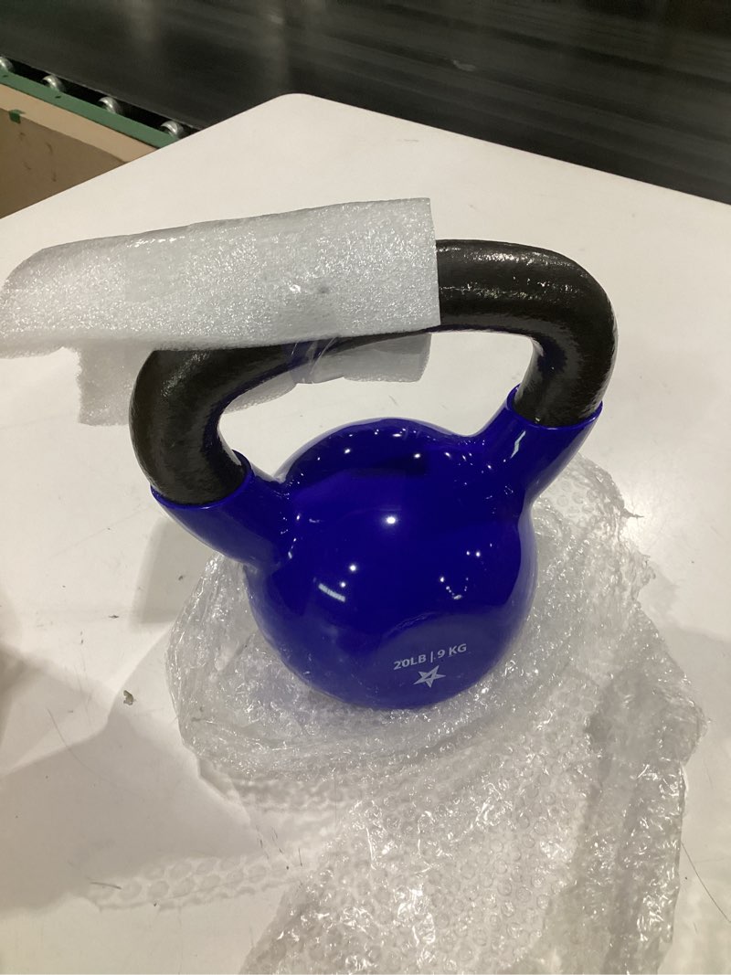 Condition photo showing Good Condition for yes4all kettlebell, 5-100 lb vinyl coated cast iron strength training kettlebells for home gym exercises, fitness, full body workout equipment, push ups, and grip strength d. 20lb - dark blue vinyl coated - pair