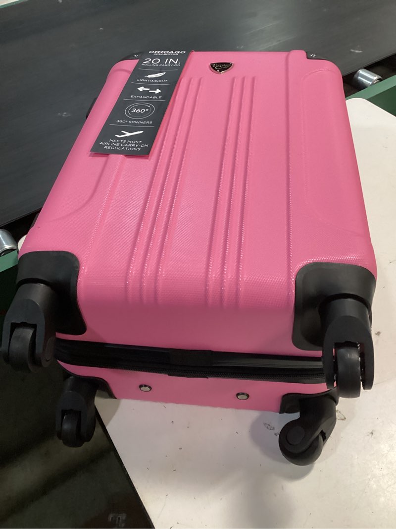 Condition photo showing Good Condition for travelers club chicago hardside expandable spinner luggages, hot pink, 20" carry-on, hs-20720-ex-690n 22" carry-on hot pink