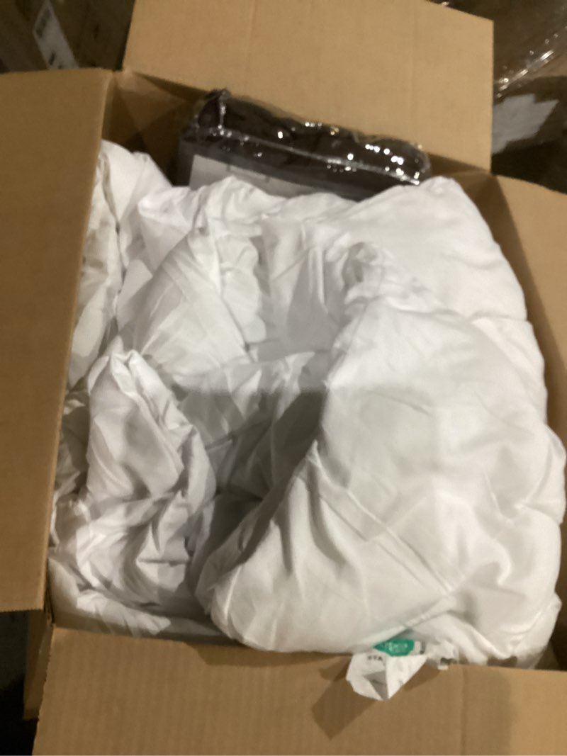 Condition photo showing As Is for nestl king duvet cover set with comforter insert - chocolate brown 4 piece 104x90 duvet cover & 2 pillow shams with white quilted down alternative comforter, ultra soft, all season 07 - chocolate brown king (104" x 90") with comforter