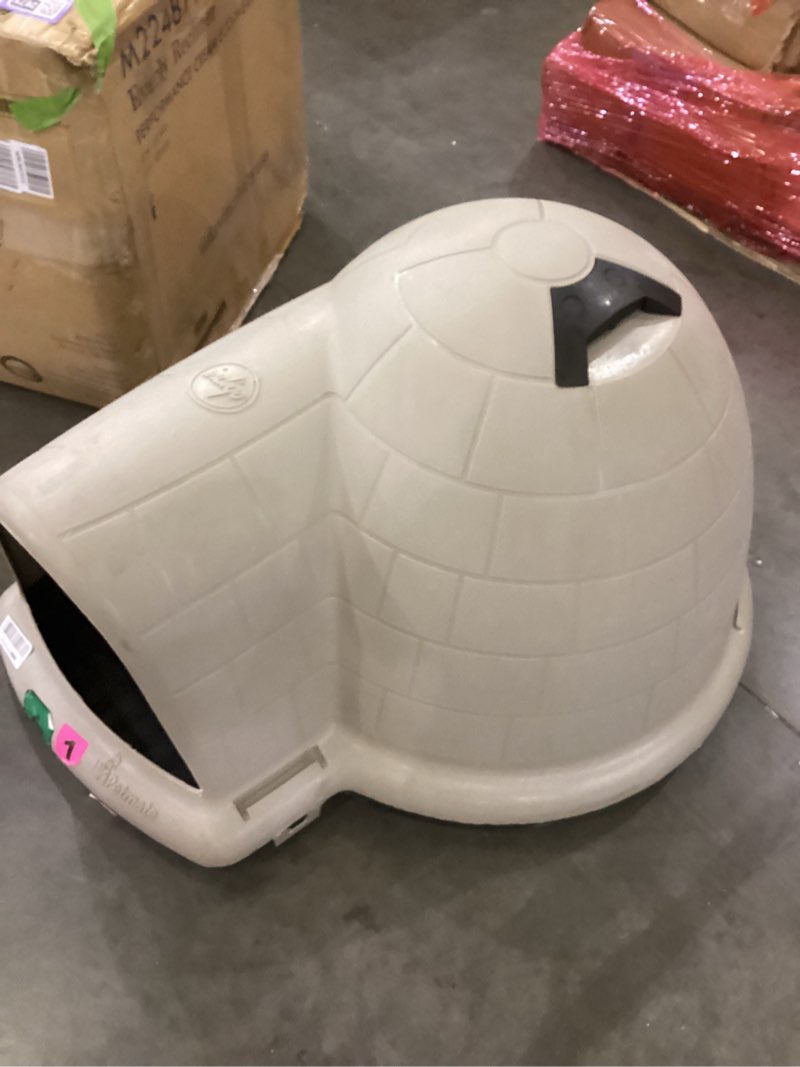 Condition photo showing Good Condition for Petmate Large Dog House Outdoor Weatherproof - Indigo Igloo Dog House, Made in USA, for Large Dogs 50 to 90 pounds, TAUPE/BLACK Large (50-90 lbs)