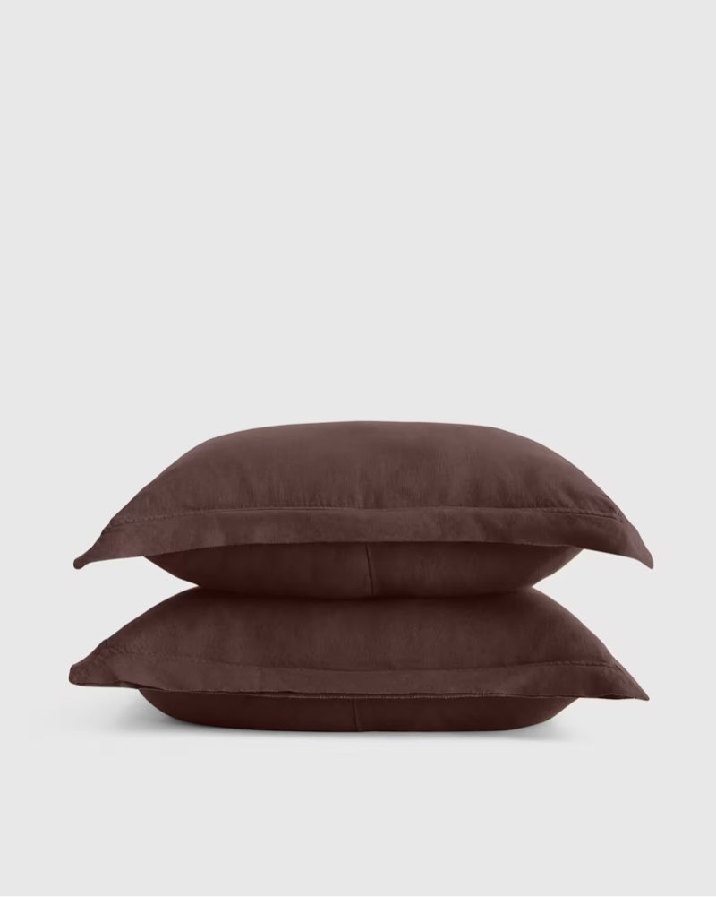 quince european linen double flange sham set expresso standar