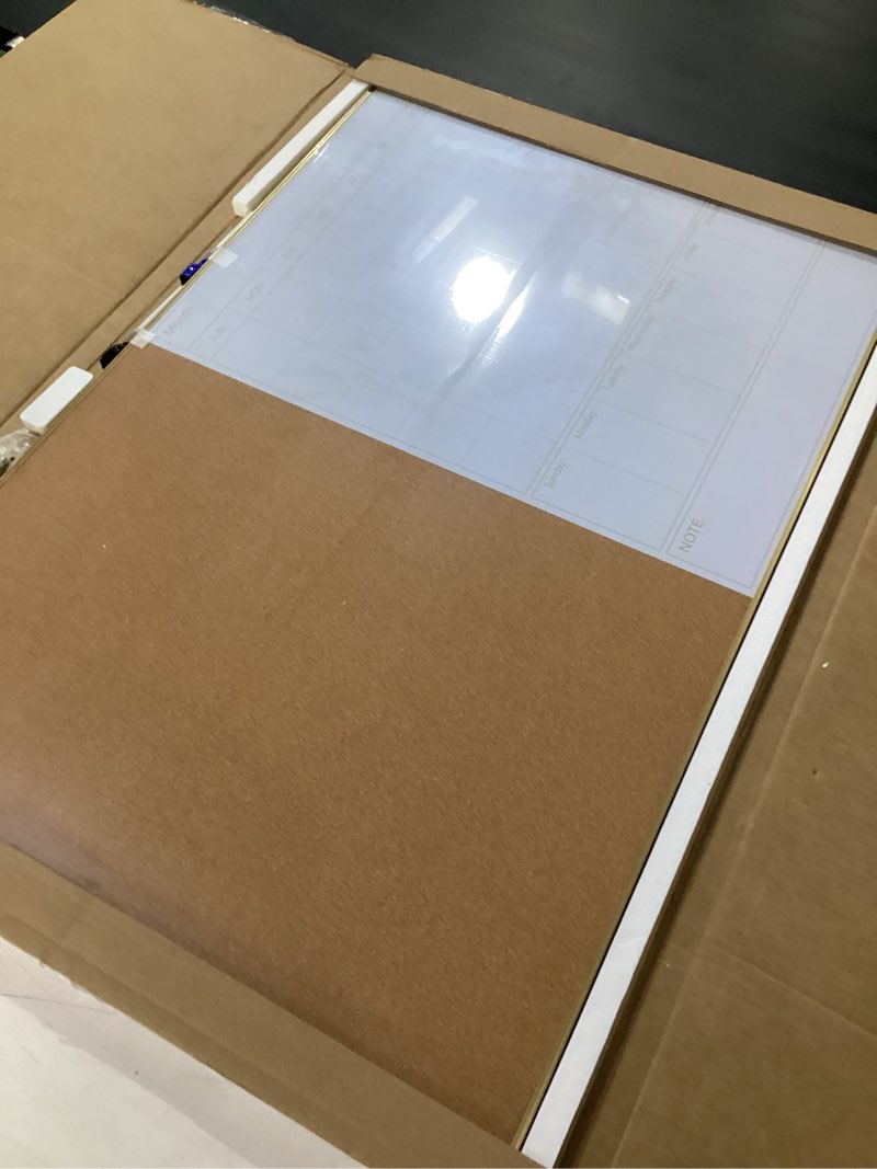 Condition photo showing New/Like New for arcobis dry erase calendar with cork board, 36"x24" magnetic white board calendar dry erase for wall, gold frame combination board for office, home, school gold 36" x 24" with 1/2 cork