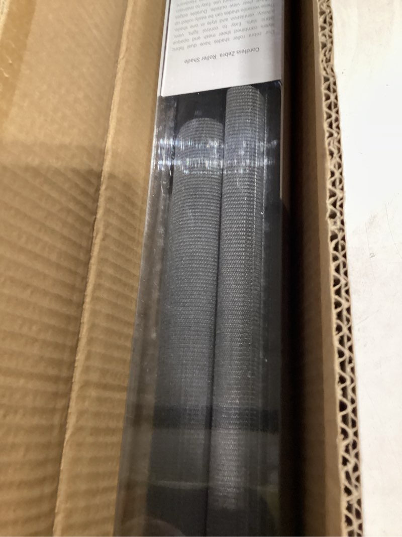 Condition photo showing New/Like New for changshade cordless zebra blinds for windows, modern dual layer zebra blinds with light filtering & privacy control,easy install zebra blinds for indoor windows,?24" w×72" h,black? black 24"w×72"h