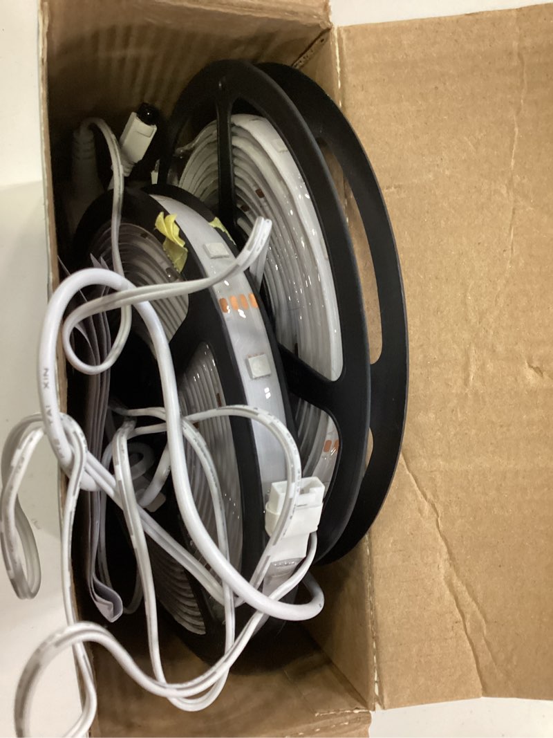 Condition photo showing As Is for ge led+ color changing led light strip for bedroom and indoor room décor, 32ft, 1pk
