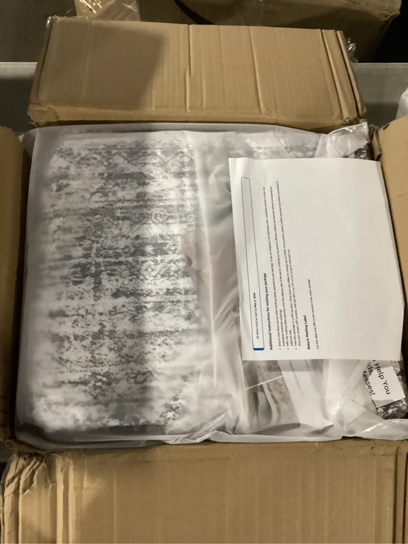 Condition photo showing New/Like New for washable area rug 8x10, large soft rugs for living room farmhouse vintage gray area rugs for bedroom dining room non-slip stain resistant under table rug grey grey 8' x 10' (rectangular)