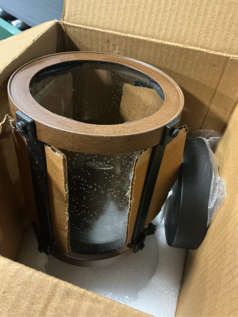 Condition photo showing As Is for kichler barrington 1 -light 10-in h distressed black hardwired outdoor wall light