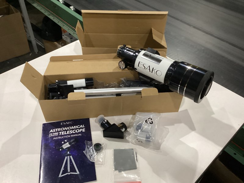 Condition photo showing New/Like New for ESAKO Telescope for Kids & Beginners, 70mm Aperture Portable Telescopes with 3 Eyepieces, Height Adjustable Tripod & Phone Adapter & Remote Control Gift for Christmas White