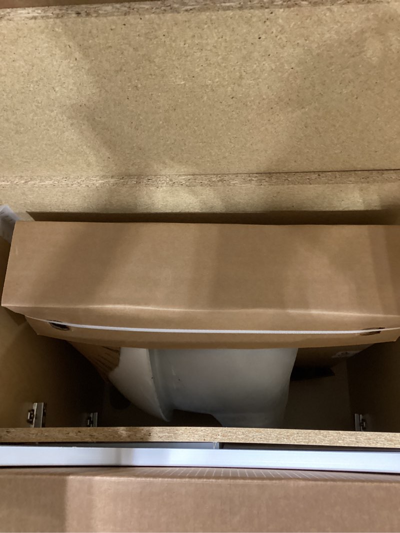 Condition photo showing As Is for  project source euro 24-in true white single sink bathroom vanity with white cultured marble
