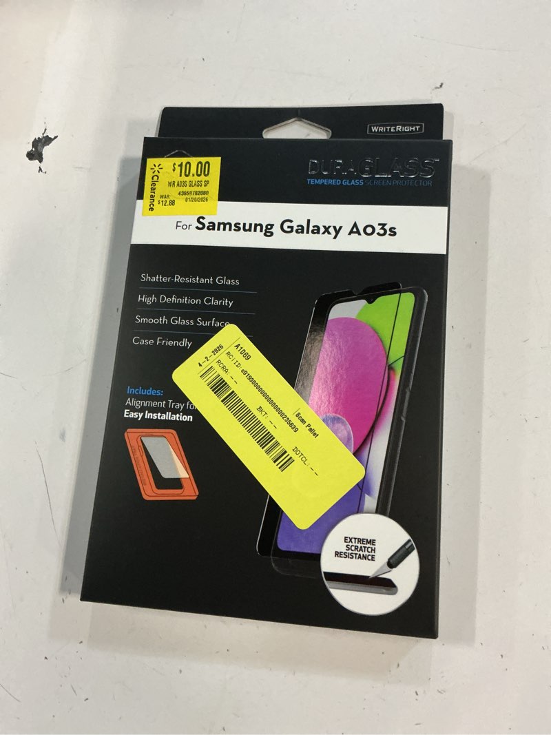 Condition photo showing New/Like New for duraglass tempered glass screen protector with quick installation tray for samsung galaxy a03s