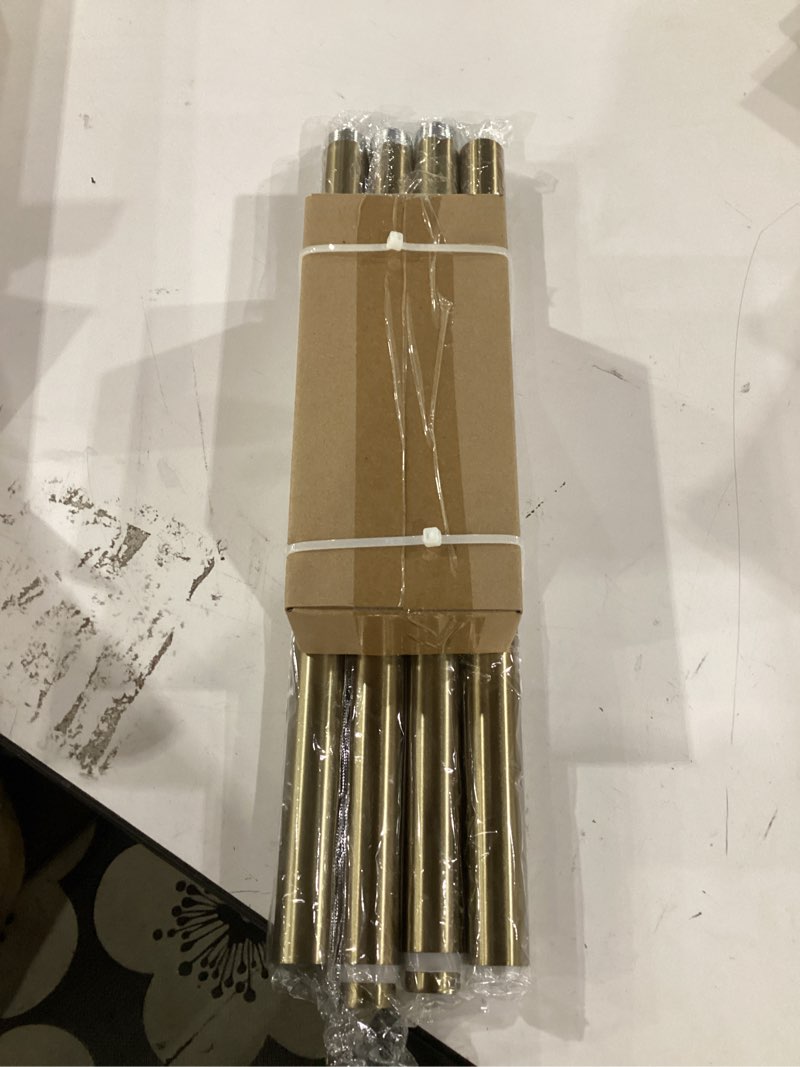 Condition photo showing Good Condition for lootkell warm gold curtain rods for windows 48 to 84 inches adjustable length heavy duty 1" diameter brass window curtain rod with solid metal finials for outdoor farmhouse bedroom kitchen living room warm gold 16"-88"|1 pack