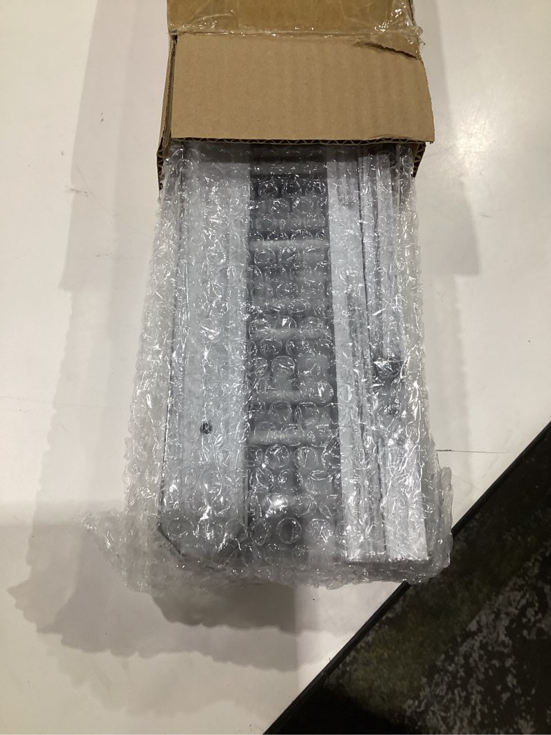 Condition photo showing As Is for LAVIEVERT Wooden Medal Hanger & Trophy Shelf, Wall-Mounted Race Display with 2 Tier Storage Shelf and 19 Hanging Bars White