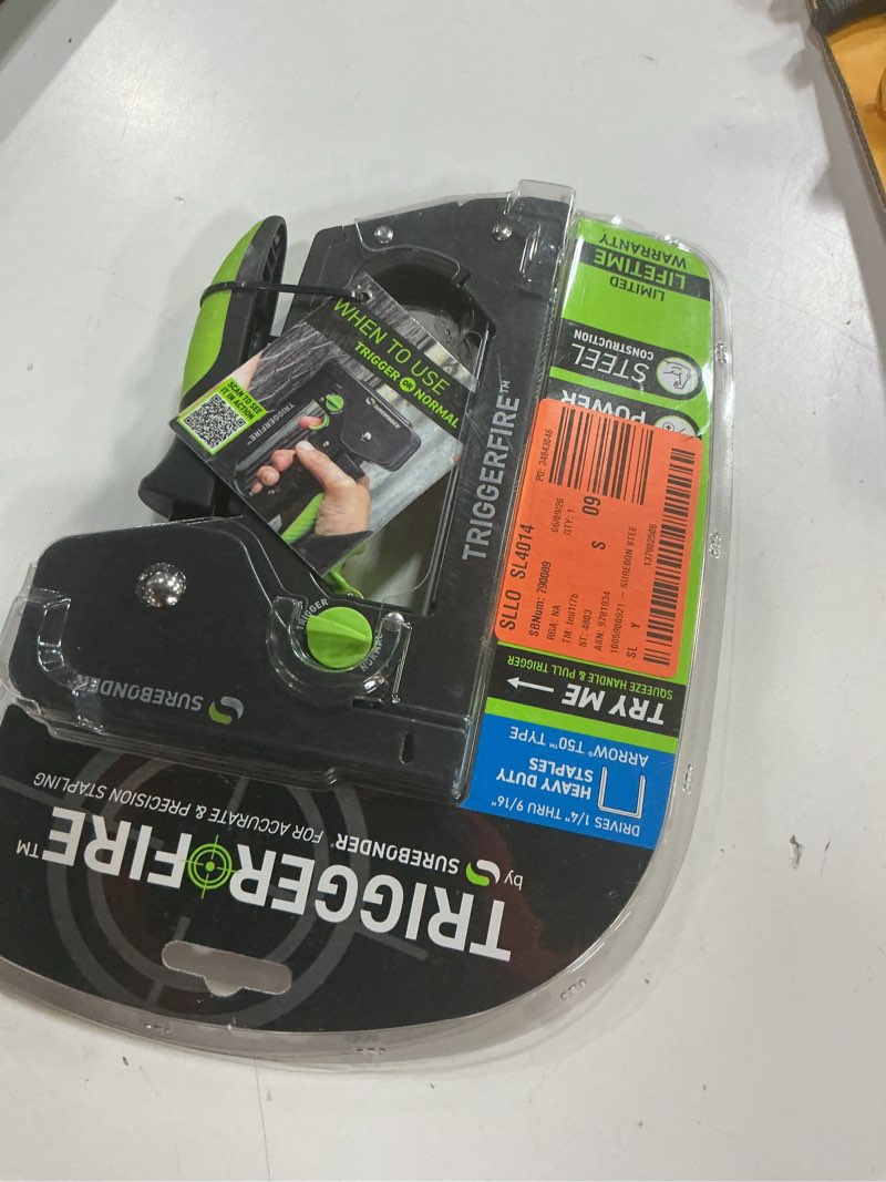 Condition photo showing New/Like New for surebonder triggerfire heavy duty, narrow crown, manual staple gun