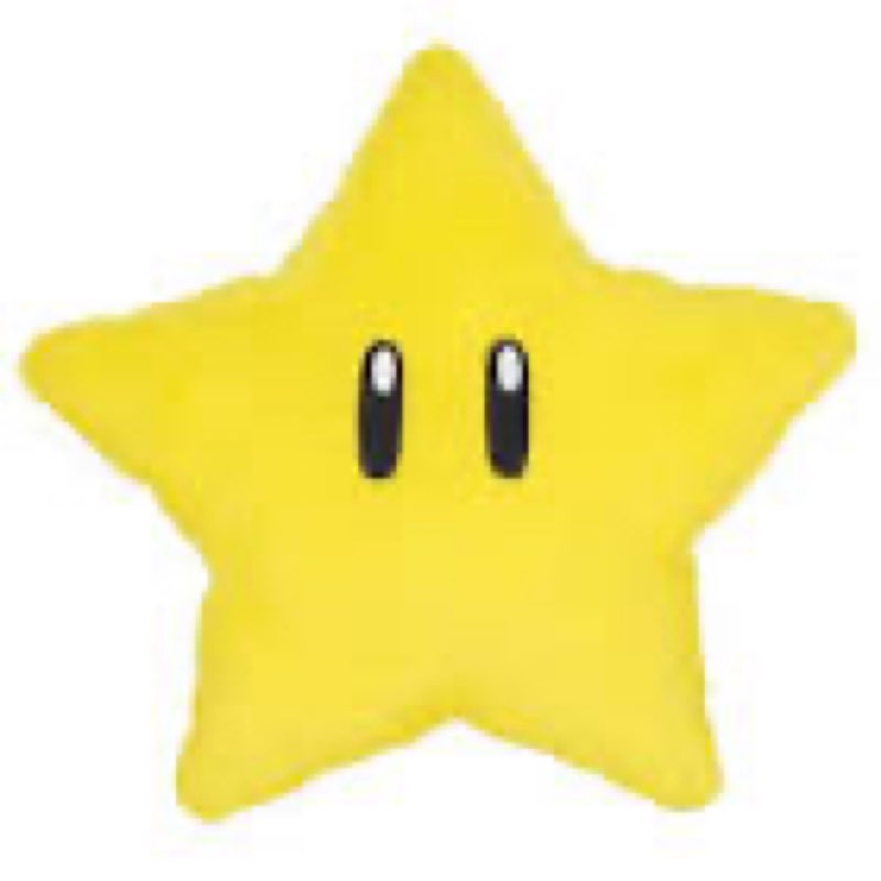 little buddy 1823 super mario all star collection super star 6" plush,yellow