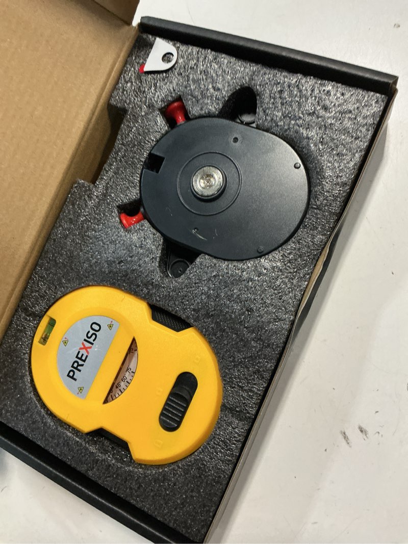 Condition photo showing Good Condition for prexiso multi surface laser level led light vial, 30ft horizontal & vertical line laser with wall mount base, 2 pins, 10 sticker, 2 aa batteries for hanging frames & picture, construction wall writing
