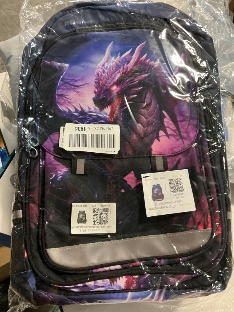 Condition photo showing Good Condition for dragon purple backpack for boys girls kids elementary middle school bag laptop backpack travel rucksack 12.9 x 8.6 x 17.7 inch a002