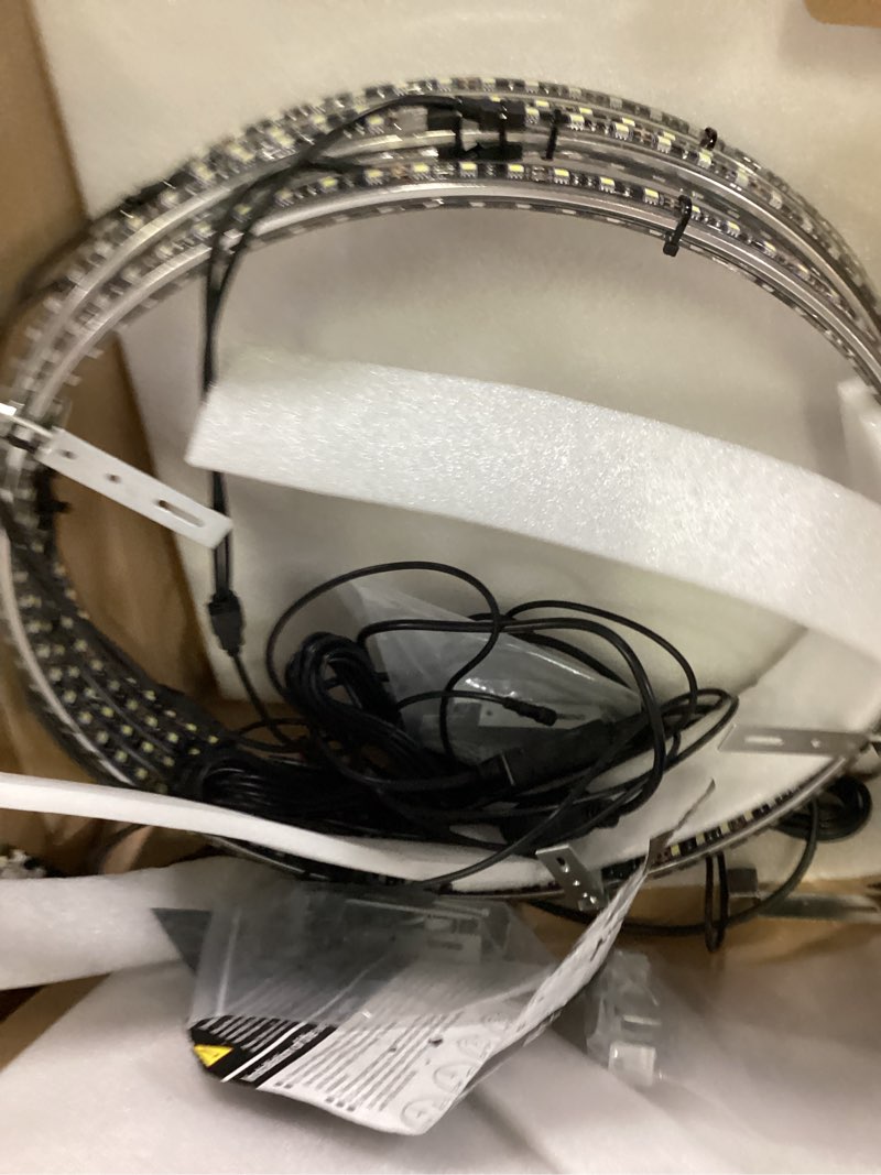 Condition photo showing As Is for 17 inch bright white double row wheel lights, pure white and remote controlwheel ring light for car, truck, pickup, vehical offroad 17inch