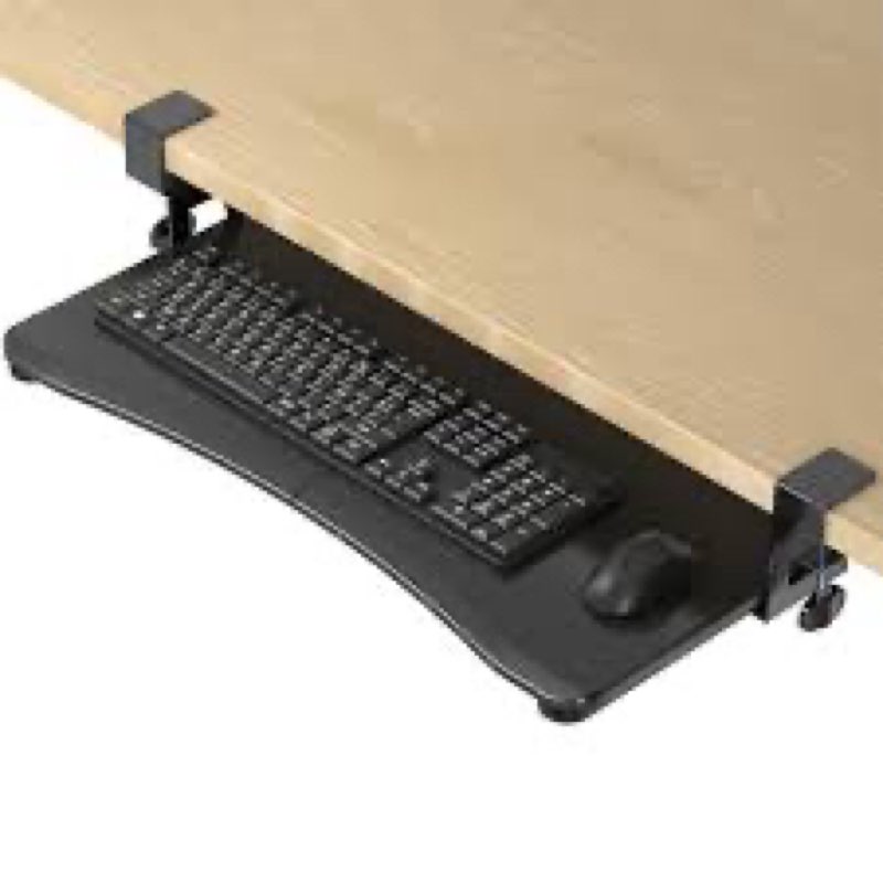 suptek keyboard tray under desk pull out with c clamp mount, computer keyboard & mouse tray, 25.6 (3