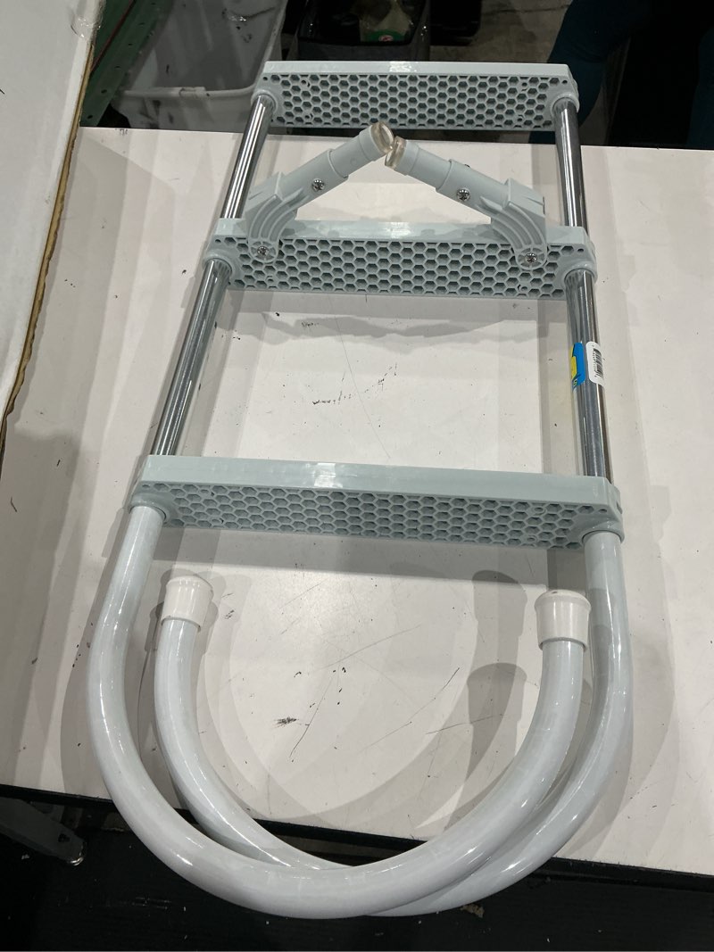 Condition photo showing As Is for seachoice aluminum boarding ladder, 3 steps, 15 in. wide x 36 in. tall