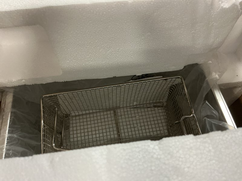 Condition photo showing As Is for Electric Deep Fryer with Timer 10L/10.6QT Commercial Deep Fryer with Basket and Lid, Temp Control, 1700W/110V Stainless Steel Single Oil Fryer Countertop Fryer for Home and Restaurant Use