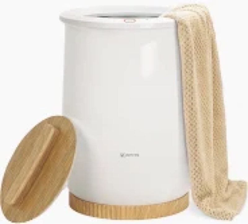 keenray towel warmer, luxury towel warmer bucket, large towel warmers for bathroom, auto shut off, fits up to two 40"x70" oversized towels, bathrobes, blankets, pj's and more, cl1 a creamy white 13" (l) x 13" (w) x 19" (h)