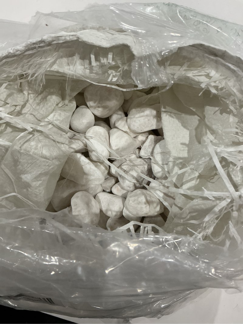 Condition photo showing As Is for (missing rocks)18 pounds decorative pebbles, white stones, white river rock, natural aquarium gravel, garden decor rocks