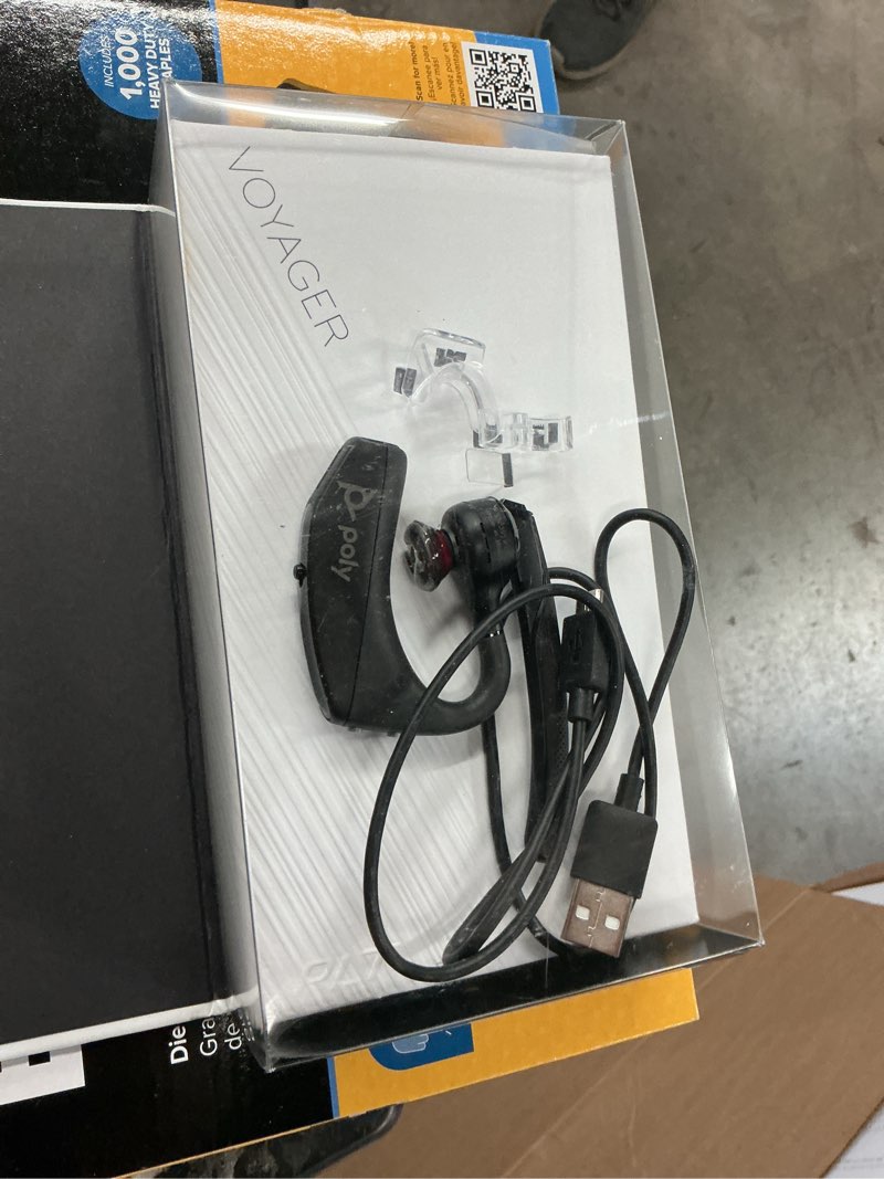 Condition photo showing As Is for poly voyager 5200 wireless headset (plantronics) - single-ear bluetooth headset w/noise-canceling mic - ergonomic design - voice controls - lightweight - connect to mobile/tablet via bluetooth