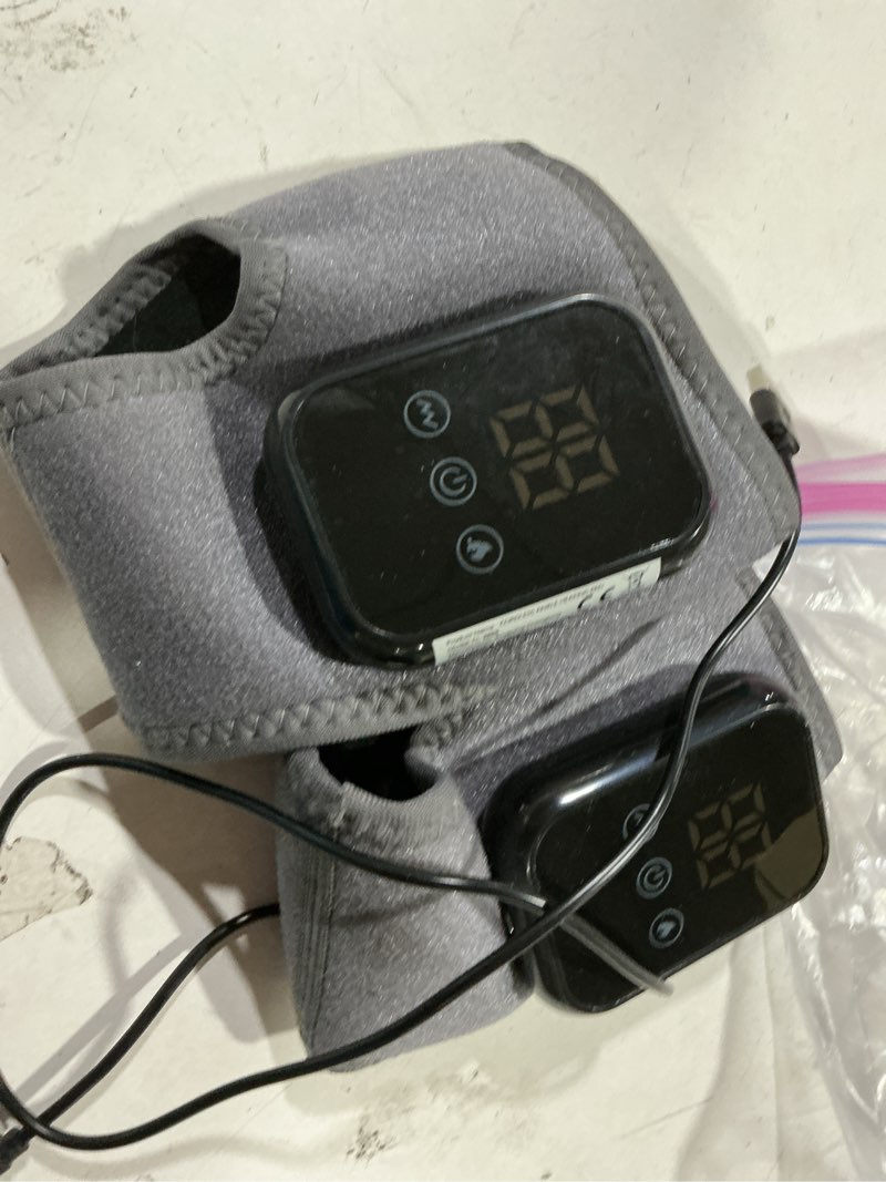 Condition photo showing As Is for foot massager for neuropathy, 2 pcs foot renew triple method massager with 3-speed & 3-temperature, cordless & portable massager for feet and ankle comfort & pain relief for home/office/travel 2pcs-gray