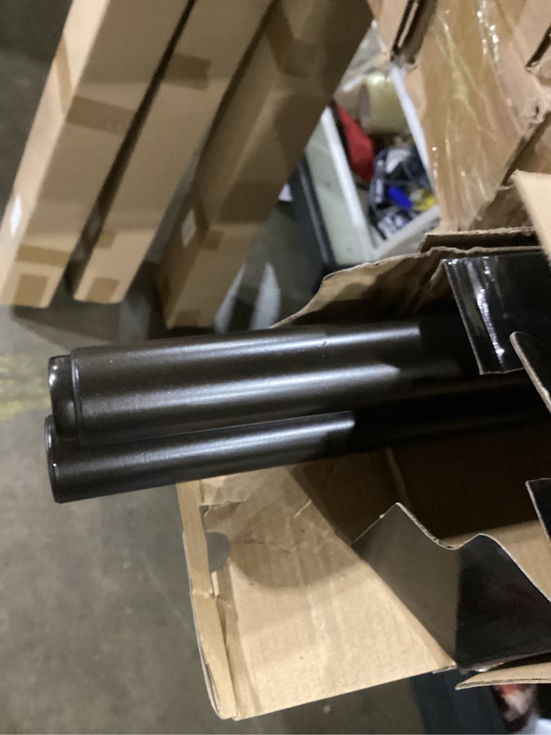 Condition photo showing Good Condition for 1-1/8 inch diameter dark bronze curtain rods with filigree ball finial, 72-144'' telescoping single curtain rods for window width 68-140 inch, 1 pack dark bronze 72-144''