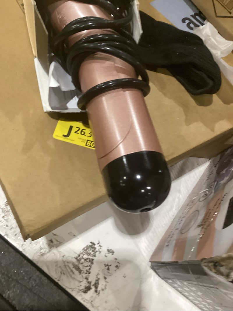 Condition photo showing As Is for large curling iron 2 inch, ceramic long barrel hair curling wand, hair styling tool, dual voltage, lcd display, black black 2 inches