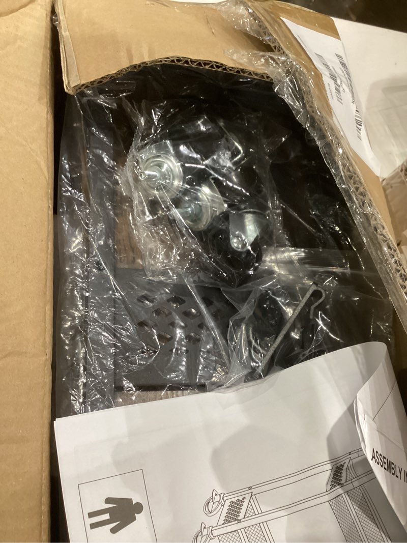 Condition photo showing As Is for Utility Slim Storage Cart, 4 Tier Small Rolling Kitchen Laundry Room Cart with Wood Top, Metal Narrow Bathroom Storage Cabinet Mobile Shelf Unit Organizer Trolley with Handle for Narrow Space 7.1 inch wide Black