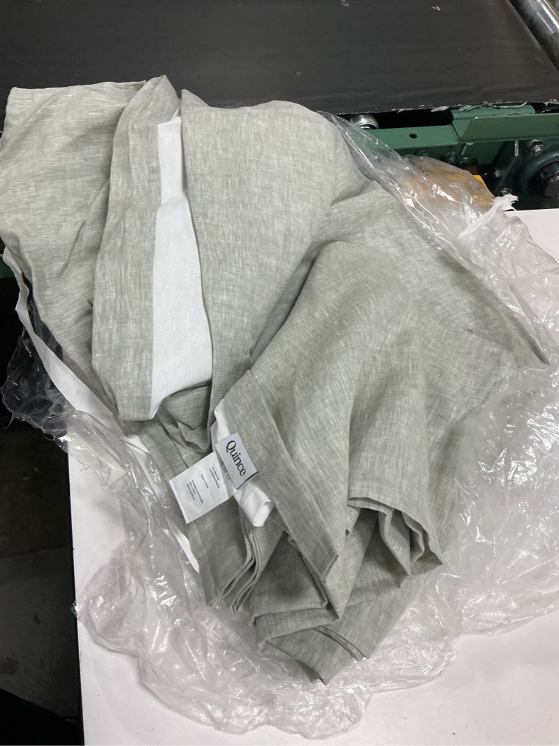 Condition photo showing As Is for quince european linen curtain - single panel color sage 48*108 inc