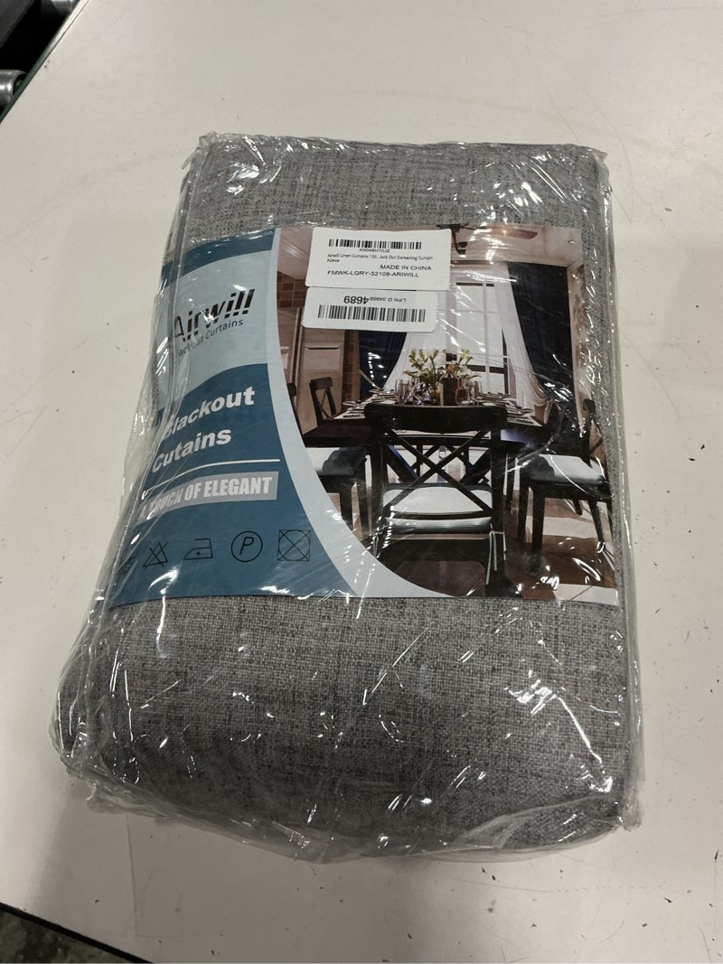 Condition photo showing New/Like New for airwill blackout curtains 108 inches long natural linen drapes 2 panels set,thermal insulated back tab rod pocket(52x108 inch,light grey)