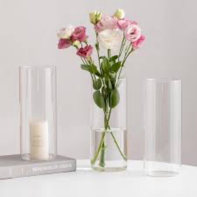 Devilfire 8 Inches Tall (20 cm) Clear Glass Cylinder vases,Pack of 12 Centerpiece Flower Vase,Floati