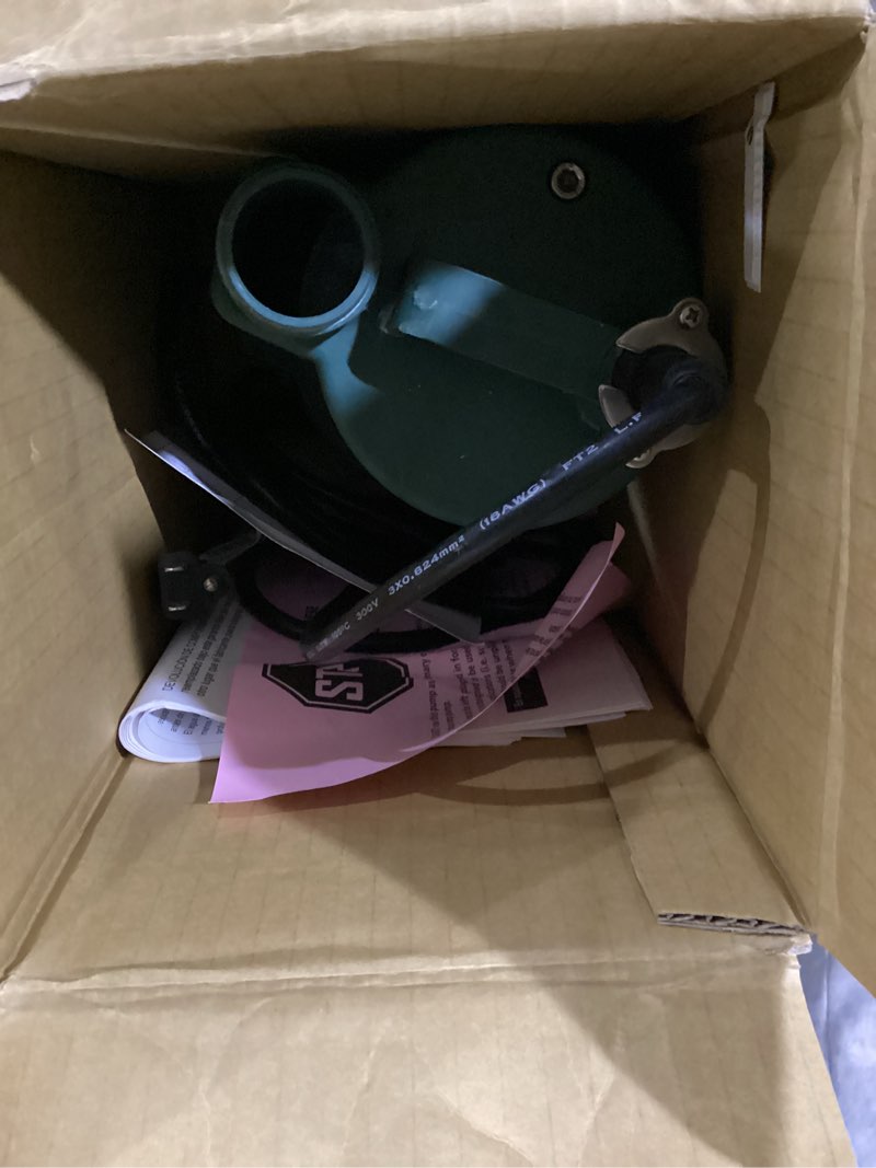 Condition photo showing As Is for (possibly incomplete)zoeller 1/3-hp 115 -volt 35-gallon thermoplastic submersible utility pump