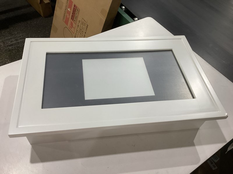 Condition photo showing As Is for concealed medicine cabinet 14×24 recessed, picture frame medicine cabinet, farmhouse white wood frame, 3 shelves, 100% handmade, fully assembled wall niche insert for bathroom,bedroom,hallway(white) moonlighter(14×24)