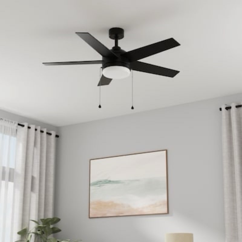  harbor breeze sunport easy2hang 44-in matte black with matte blades led covered outdoor