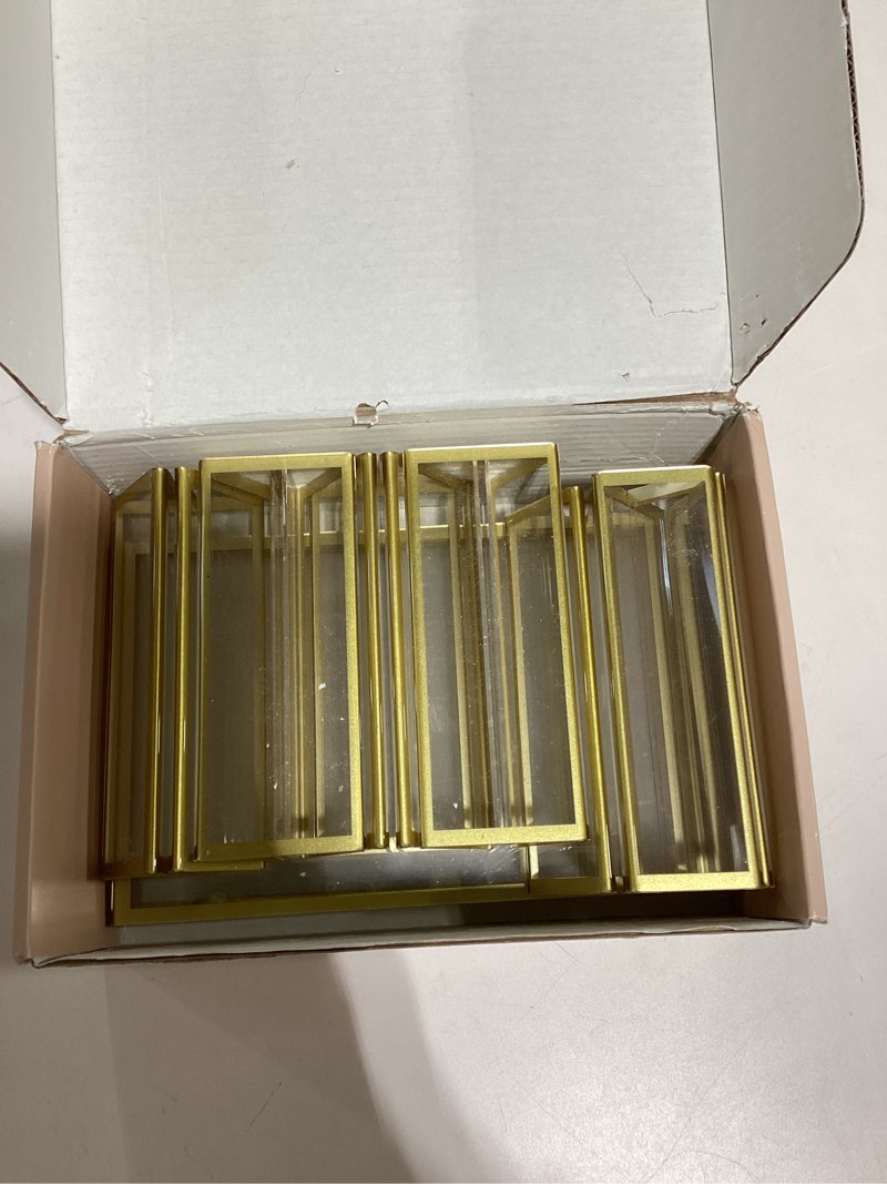Condition photo showing As Is for uniqooo acrylic sign holders with golden border, portrait view, pack of 6 | 5x7 double sided clear frame 5x7",6pack