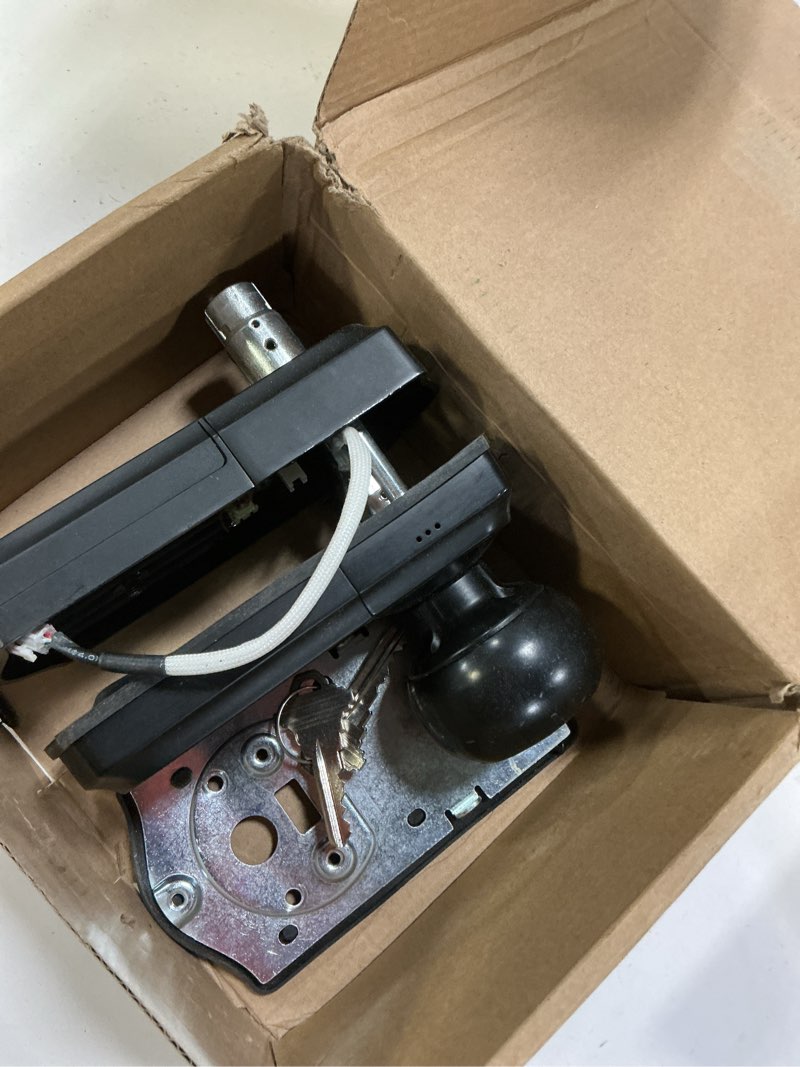 Condition photo showing As Is for Veise VE018 Smart Knob Handle Lock - Fingerprint, App Control, Keyless Entry for Front Door and Bedroom, Electronic Digital Keypad, Auto Lock, Remote Access Sharing, IP55 Weatherproof, Matte Black