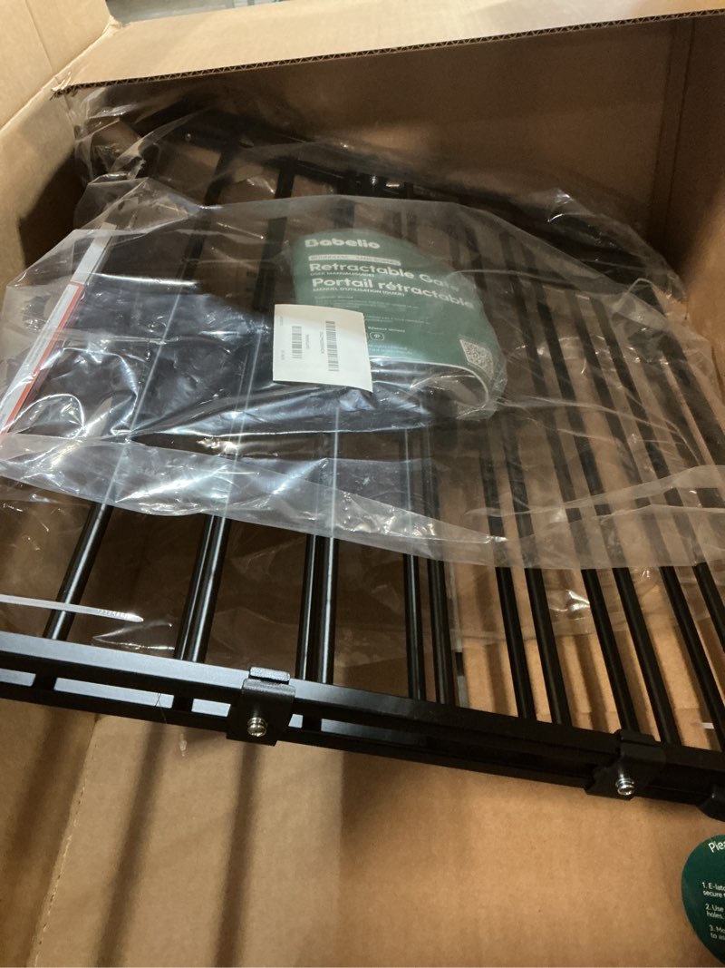 Condition photo showing Good Condition for babelio baby gate for stairs, kitchen & doorways, no bottom bar| one-handed operation| auto-close| hardware mount (drill needed) safety dog/pet gate (black - b17, 26-43" w, 28" h)
