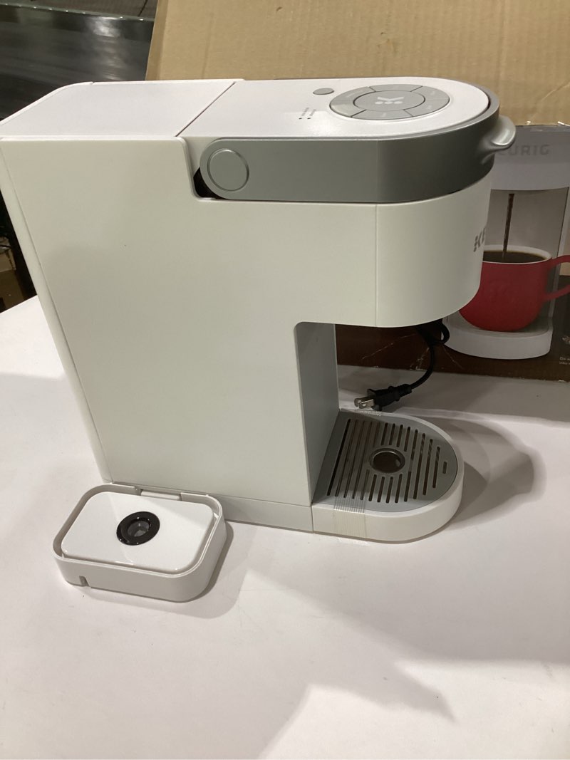 Condition photo showing As Is for keurig k-supreme single serve k-cup pod coffee maker, multistream technology, 4 brew sizes, 66oz dual-position removable reservoir, white, not tested, incomplete