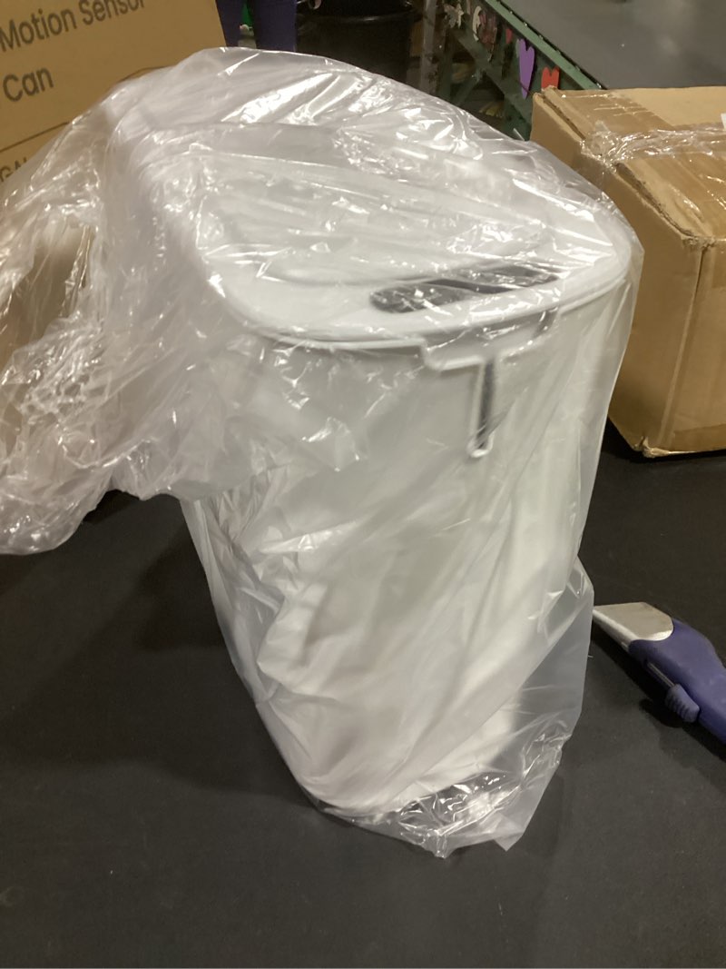 Condition photo showing Good Condition for Cesun Automatic Motion Sensor Bathroom Trash Can with Lid, 2.6 Gallon Touchless Trash Bin, Smart Plastic Slim Garbage Can Small White Wastebasket for Toilet, Office, rv, Bedroom, Living Room